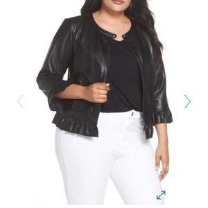 Sejour ruffled faux leather jacket